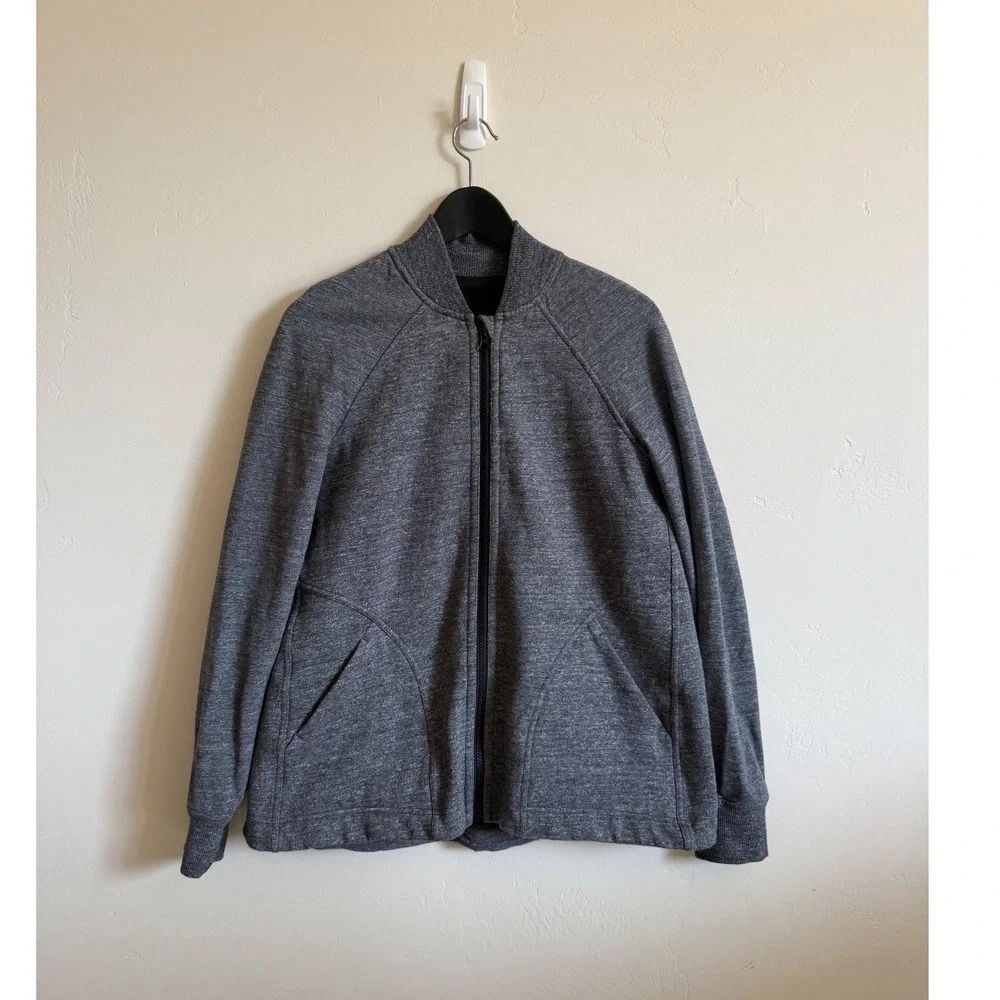 Lululemon Pleat to Street Bomber Jacket Snow Slub Cotton Fleece Athleisure